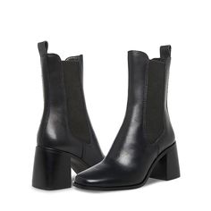 Steve Madden Argent Bootie | Zappos.com Black Booties Outfit, Office Boots, Stylish Winter Boots, Fall Heels, Heeled Chelsea Boots, Booties Outfit, Square Toe Boots, Black Boots Women, Boots Fall