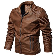 Fall Outdoor Leather Jacket With Zipper Closure, Fall Outdoor Leather Jacket With Zipper, Brown Biker Jacket With Zipper Closure For Outdoor, Fitted Leather Jacket For Winter Outdoor, Fitted Biker Jacket For Spring Outdoor, Winter Biker Leather Jacket With Zipper Closure, Fall Motorcycling Leather Jacket With Long Sleeves, Outdoor Leather Biker Jacket With Zipper, Outdoor Leather Biker Jacket With Zipper Closure