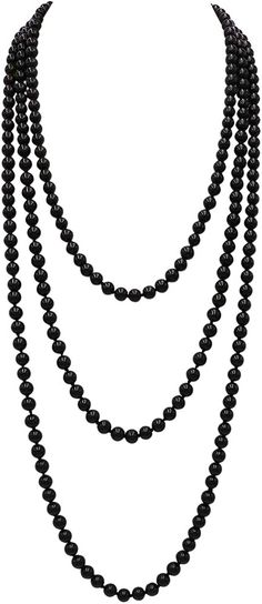 High quality glass, simulated pearls (8 mm) Each sturdy strand is knotted between each bead Very Comfortable and can be worn in many different ways, wrapped around neck several times or knotted like a 1920s Flapper Perfect for both casual and dressy looks, this necklace makes a wonderful gift Packaged in a lovely gift box Elegant Party Necklace With 108 Beads, Elegant Necklace With 108 Beads For Party, Elegant Party Necklace With 8mm Beads, Long Pearl Necklace, Black Pearl Necklace, Long Pearl Necklaces, 1920s Flapper, Lovely Gift, Faux Pearl