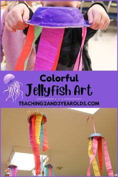 colorful jellyfish art for kids with text overlay that reads, colorful jellyfish art