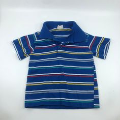 12M vintage ruffniks primary colours striped polo shirt Blue Polo T-shirt With Striped Collar, Striped Collared Polo Shirt For Summer, Summer Striped Collared Polo Shirt, Striped Collared Cotton T-shirt, Blue Polo Shirt With Striped Collar, Cotton Polo Shirt With Vertical Stripes, Cotton Collared Polo Shirt With Vertical Stripes, Blue Cotton Polo Shirt With Horizontal Stripes, Cotton Short Sleeve Polo Shirt With Vertical Stripes