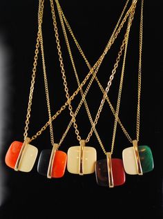 "This is such a pretty vintage pendant. It is made by Elite International, though not signed. Elite was an American high quality craftsmanship costume jewelry designer and distributor back in the late 1960's and early 1970's. This pendant is totally reminiscent of the Trifari pendants that were so very popular back in the 70's. Measures 1 1/4\" x 1 1/4\". It hangs from an 18\" vintage chain. Chains are all vintage but may vary from the picture. Other size vintage chains also available. Please co Vintage Jewelry With Rectangular Pendant For Formal Occasions, Retro Style Necklace With Large Pendant, Vintage Rectangular Pendant Jewelry For Formal Occasions, Retro Collectible Pendant Jewelry, Mid-century Gold Necklace Gift, Collectible Retro Pendant Jewelry, Handmade Rectangular Retro Jewelry, Vintage Gold Jewelry For Vintage Fashion, Vintage Rectangular Pendant Jewelry For Collectors