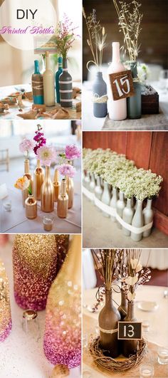 there are many different pictures with flowers and vases on the top one is blue