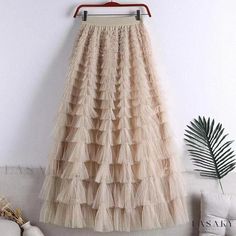 Lasaky - High-waisted Layered Tulle Skirt - Elegant A-line Cake-Layer Skirt with Sheer Fabric Tule Rok, Gonna In Tulle, Long Tutu, Gauze Skirts, Puffy Dresses, Tulle Midi Skirt, Layered Tulle Skirt, Elegant Maxi Dress, Dress Cake