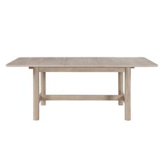 the table is made out of wood and has a rectangular top with two legs,