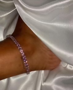 Tennis Anklet, Diamond Anklet, Pink Tennis, Tennis Chain, Silver Anklets, Pink Jewelry, Sweet Fragrances, Custom Name Necklace, Chain Anklet