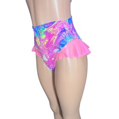 Introducing our Rave Bikini Bottom with Mesh Ruffle, the ultimate blend of sass and style for the dance floor diva in you! These hot pants are designed to make a statement with their high-thigh cut and super cheeky design, guaranteed to turn heads and set the dance floor on fire. The highlight of these hot pants is the mesh ruffle detailing on the sides, adding a touch of flirtatious flair and playful movement to your outfit. Whether you're grooving to the beat at a rave, hitting the club scene, Flirty Fitted Beach Bottoms, Flirty Fitted Bottoms For Beach, Flirty Stretch Bottoms For Beach, High Waist Fitted Swimwear For Festivals, Fitted Disco Swimwear For Club, Disco Style Fitted Swimwear For Club, Stretch High Waist Swimwear For Club, Stretch High Waist Club Swimwear, Stretch High-waist Swimwear For Club