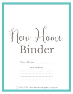 the new home binder is shown in blue and white with an aqua border around it