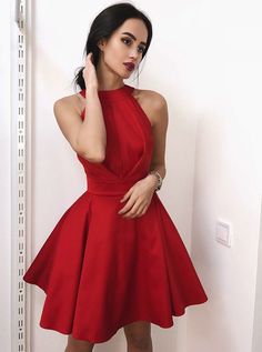 Gaun Koktail, Burgundy Homecoming Dress, Short Satin, Satin Homecoming Dress, Red Homecoming Dresses, Short Homecoming Dress, Short Prom Dress, Dresses Elegant, Short Prom