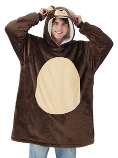 PRICES MAY VARY. 🐻[Soft and thick fabric]: Brown little bear hoodie is made of sherpa fleece and flannel. Soft and fluffy double-layer fabric keeps you warm and comfortable in cold winters, making it a great companion for your indoor and outdoor activities. 🐻[Appearance design details]: Cute bear loungewear, round ears, A pair of big watery eyes like black grapes, the nose in the shape of a loving shape, the little bear's smile under the nose, it looks honest and cute, matching short bear tail Adult Bear Costume, Pajamas Cozy, Teddy Bear Costume, Animal Pajamas, Bear Halloween, Watery Eyes, Bear Costume, Black Grapes, Animal Hoodie