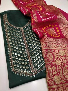 Item Overview ATHARVA Hand Embroidered Indian Salwar Kameez w/Neck embroidery in Bottle Green/Jaipuri Bandhani Dupatta/Custom Stitch/Tunic Pants/Patiala/ Dno. CH1483B Fabric: * Shirt Chanderi 2.5 Mts, Bottle Green Neck Embroidery * Dupatta:Jaipuri Bandhani Dupatta * Bottom Santoon Silk 2.5 Mts. Excusive Hand Embroidered Party Wear Punjabi Suit. Customization: * Fabrics Customization: Designs Can be made in different Fabrics. *Color Customization: Designs Can be made in different Colors *Stitchin Navratri Chinon Kurta With Dabka Work, Navratri Dabka Work Kurta In Chinon, Navratri Dabka Work Chinon Kurta, Unstitched Resham Embroidered Kurta For Navratri, Traditional Chanderi Dresses With Mirror Work, Navratri Salwar Kameez With Resham Embroidery, Navratri Chinon Kurta With Mirror Work, Navratri Mirror Work Chinon Kurta, Salwar Kameez With Multicolor Resham Embroidery Straight Kurta