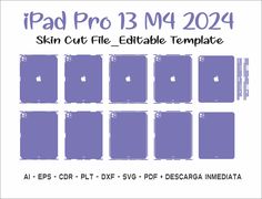 the ipad pro 13m4 template for skin cut file, editable to print