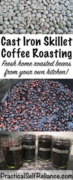 three jars filled with coffee beans sitting on top of a table next to each other