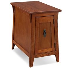 a small wooden cabinet with an open door