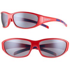 Look on the bright side with these Ole Miss Rebels sunglasses. UV 400 protection Officially licensed Maximum flex hinges Rubber sport grips Polycarbonate Wipe clean Imported Shop our full assortment of Ole Miss Rebels items here. When youâre a fan, youâre family! Size: One Size. Color: Multicolor. Gender: male. Age Group: adult. Material: Plastic. Sporty Sunglasses With Uv Protection For Sports Events, Red Shield Sunglasses With Uv Protection For Sports, Casual Plastic Sunglasses For Sports, Casual Sports Sunglasses In Plastic, Casual Sports Sunglasses With Plastic Frame, Sporty Red Sunglasses For Outdoor, Red Anti-reflective Sporty Sunglasses, Red Sporty Sunglasses With Uva Protection, Sporty Red Sunglasses With Uv Protection