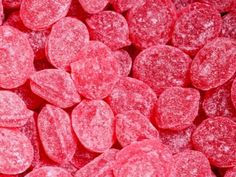 close up view of pink gummy candies