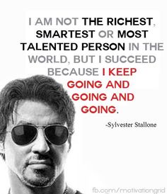 a man wearing sunglasses with a quote from sylvetster stallone on it