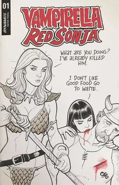 the cover to vampirella red sonja, which is being drawn by an adult