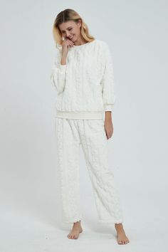 We can’t wait to cuddle up with a hot drink and that special someone in the Andromeda Cozy Fluffy Fleece Matching Pajamas Set! Made from the softest and warmest soft fleece fabric, this set offers a top featuring a crew neckline, long sleeves, and a relaxed bodice. Ribbed detailing accents the cuffs and hem. The matching pajamas have a slightly oversized fit with relaxed pant legs, ending in an ankle-length hem. 

Fluffy fleece fabric
Ribbed accents
Cozy, oversized fit
Soft and stretchy Denim Style Casual, Blazer Mini Dress, Cutout Maxi Dress, Pink Fits, Half Skirt, Matching Pajamas, Pajamas Set, Type Of Pants, Slim Fit Pants