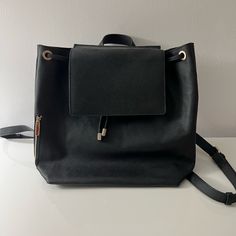 Barney’s New York Leather Drawstring Backpack In Black. Never Used. 11” Tall X 13” Wide X 5” Deep. Hardware Is Light Gold And Untarnished. Adjustable Everyday Backpack Bag, Trendy Adjustable Standard Backpack, Adjustable Black Travel Backpack, Barney’s New York, Barneys New York, Drawstring Backpack, Bag Lady, Backpacks, New York