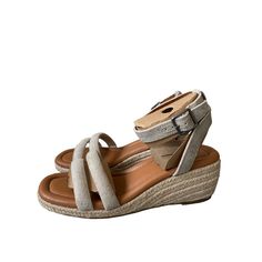 About This Item: Style Your Fashionable Look With The Sleek And Timeless Lucky Brand Nasli Sandals. Espadrille-Style Sandals Featuring Textile Upper. Synthetic Lining With A Lightly Padded Footbed. Adjustable Buckle Closure On The Ankle Strap. Open Square Toe Silhouette. Classic Three-Strap Upper. Brand Name Embossed On The Footbed. Braided Rope-Wrapped Wedge Heel. Durable Synthetic Outsole. Imported. We Ship Fast, And We Ship Out Same Business Day. We Do Not Accept Returns Over 30 Days Of Deliv Casual Adjustable Wedge Sandals With Open Heel, Casual Adjustable Open Heel Wedge Sandals, Casual Closed Toe Wedge Sandals With Heel Loop, Casual Open Heel Wedge Sandals With Heel Loop, Adjustable High Heel Beige Wedge Sandals, Beach Closed Toe Wedge Sandals With Heel Loop, Beige Open Heel Wedge Sandals For Vacation, Summer Wedge Sandals With Cushioned Footbed And Round Toe, Beach Wedge Sandals With Heel Strap And Round Toe