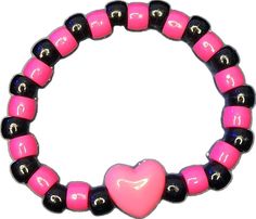 Edgy Adjustable Pink Jewelry, Adjustable Edgy Pink Jewelry, Trendy Black Plastic Bracelets, Casual Black Beaded Bracelets For Valentine's Day, Pink Plastic Rave Bracelets, Trendy Black Heart Beaded Bracelets, Trendy Black Heart-shaped Beaded Bracelets, Adjustable Pink Rave Bracelets, Rapid City