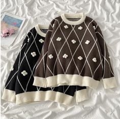 Stand-up collar flower knit sweater, autumn and winter, lazy wind, retro, loose contrast color diamond sweaterMaterial:knittedColor:black,brownStyle:lazyFeature:flower,looseSize(CM):free 1inch=2.54cmbust:110,length:63,,sleeve:45,shoulder:56&ltp&gtAll items will arrive in about 20-25 business days, if you have an emergency, please contact us to upgrade logistics.</p>&ltbr/>&ltp&gtNeed to add 16 dollars fast shipping(Arrive in 10-14 days).</p>&ltbr/> Brown Argyle Pattern Long Sleeve Sweater, Brown Argyle Long Sleeve Sweater, Brown Long Sleeve Argyle Sweater, Fall Looks For Black Women, Crochet Long Cardigan Pattern, Long Cardigan Pattern, Crochet Long Cardigan, Outfit Building, Diamond Sweater