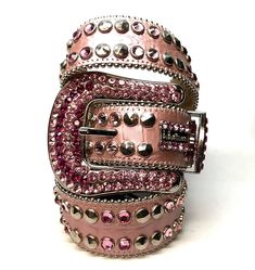 b.b. Simon 'Pink Double Studded' Crystal Belt - Dudes Boutique Bb Simon Belts, Double Stud, Crystal Belt, Year Of Dates, 8 Weeks, Italian Leather, Pay Attention, 20 Years, Custom Orders