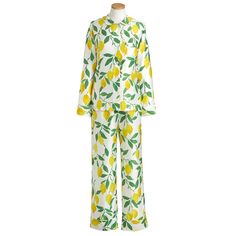 Sleepwear - Pajamas - Tencel - Apparel & Accessories - Clothing - Sleepwear & Loungewear - Pajamas - Celebrate Summer With Our Luscious Lemon Print Pajamas. Zingy Fruits And Leafy Sprigs Are Beautifully Printed On Our Drapey Sateen Weave. Woven From Tencel®, A New-Age Fiber Whose Unique Structure Creates An Optimal Skin Climate For The Soundest Of Sleep. Cut For Comfort In Our "boyfriend Pj" Shape: The Top Is Detailed With Sophisticated Self-Piped Accents On The Rounded Peter Pan Collar, Patch P Sorority Rush Shirts, Trendy Pajamas, Rush Shirts, Silky Pajamas, Annie Selke, High Hips, Lemon Print, Sleepwear & Loungewear, Fine Linens