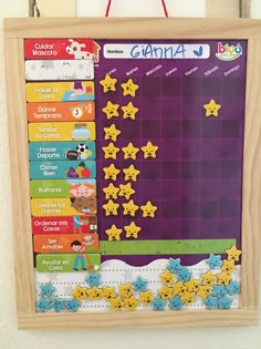 a bulletin board with stars on it