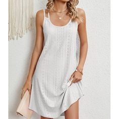 Season:Summer; Fabric:Lace; Sleeve Length:Short Sleeve; Look After Me:Machine wash; Gender:Women's; Style:Casual,Streetwear,A Line; Elasticity:Inelastic; Occasion:Date,Vacation,Street,Holiday; Fit Type:Loose Fit; Dresses Type:Casual Dress,Summer Dress,White Dress,Lace Dress,Plain Dress; Design:Lace,Patchwork,Eyelet; Neckline:V Neck; Listing Date:04/16/2024; Dress Length Type:Midi Dress; Print Type:non-printing Casual Solid Color Summer Mini Dress, Summer Shift Mini Dress In Solid Color, Casual Solid Color Mini Dress For Summer, Shift Mini Dress For Beach In Summer, Beach Shift Mini Dress In Solid Color, Casual Hollow Out Summer Dress, Casual Hollow Out Mini Dress For Vacation, Casual Summer Dress With Hollow Out Details, Summer Cotton Shift Mini Dress