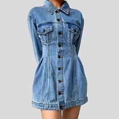 Introducing the 2023 Spring-Summer Collection's Single-breasted Mini Denim Dress ââ‚?a denim dream for the new age!Why You'll Love ItThis 90s-inspired denim dress is a chic blend of everlasting underground and contemporary modern. The stonewashed fabric and unique distressed pattern capture a natural and punkish edge while the sleek slim fit adds refinement. The zippered closure and stylish button duo ensure functionality and flair. making it the perfect day-to-night piece!Distinctive Features: Chic Summer Denim Jacket For Day Out, Medium Wash Summer Dress With Buttoned Pockets, Spring Denim Top With Buttoned Pockets In Medium Wash, Spring Denim Blue Dresses With Buttoned Pockets, Denim Blue Mini Dress With Pockets For Fall, Spring Denim Blue Dress With Buttoned Pockets, Fall Denim Blue Mini Dress With Pockets, Spring Medium Wash Denim Top With Buttoned Pockets, Dark Wash Mini Dress With Pockets