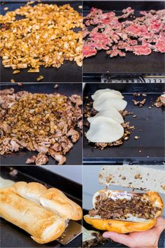 the process of making an appetizing sandwich with meat, cheese and breadcrumbs