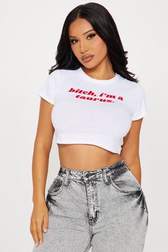 Available In White. "Bitch I'm An Aries" Verbiage Crew Neck Short Sleeve Fitted 95% Cotton 5% Spandex Imported | Bitch I'm A Taurus Fitted Tee Shirt in White size Large by Fashion Nova Search By Photo, Fitted Tee, Jean Top, Jeans Jumpsuit, Matching Dresses, White Fashion, Workout Tee, Fashion Nova, Tee Shirt