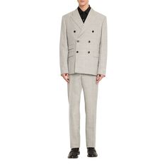 Versace mélange sport coat Peak lapels Double-breasted button closure Chest welt pocket Side flap pockets Ticket pocket Wool/viscose Lining: Silk Dry clean Made in Italy Cocktail Jacket, Evening Flats, Versace Men, Lingerie Romper, Lingerie Sleepwear, Bergdorf Goodman, Sport Coat, Handbags On Sale, Welt Pocket