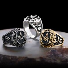 "Customized Masonic Ring, Sterling Silver Masonic Ring, , Personalized Mason Ring, Shriner, Square and Compass, Yod, Masonic Ring Knights templar masonic rings are the identifying accessory for a Freemason. Symbols that depict freemasons, master mason and compass chrome emblem models are the essence of the brotherhood. Masonic rings are the most common sigil among brothers and symbolize loyalty to each other. Your masonic ring symbolizes brotherhood and loyalty. Pass on these great rings that symbolize your brotherhood to next generations as your inheritance. ☞ ☞ ☞  ITEM DESCRIPTION ☜ ☜ ☜ * Material : 925 Sterling Silver (stamped) * Weight : Around 14 GR * Ring Face Size : 19X17  MM * Color & Plating Options : Silver (polished or matte) , Gold Plated(Silver) , Black Rhodium Plated (Silver) Adjustable Symbolic Rings With Polished Finish, Engraved Stainless Steel Open Ring, Adjustable Stainless Steel Rings For Formal Occasions, Stainless Steel Round Rings With Polished Finish, Stainless Steel Rings With Polished Finish, Formal Stainless Steel Round Rings, Symbolic Stainless Steel Rings With Polished Finish, Vintage Stainless Steel Open Ring Jewelry, Masonic Tattoos