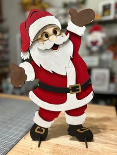 "Standing Santa | Santa Cutout | Here Comes Santa Claus 16 inches 3 layers Made from 1/8 inch MDF UNPAINTED Be sure to \"Favorite My Shop\" to catch all my great items!" Santa Wood Crafts, Santa Claus Manualidades, Santa Claus Diy, Wood Santa Claus, Santa Diy, Kids Tree Ornaments, Wooden Santa Claus, Unique Yard Art, Here Comes Santa Claus