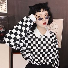 Casual Checkerboard Shirt Collar Shirt Design, Harajuku Street, Hip Hop Tee, Baby Tees Y2k, Y2k Baby Tee, Casual Shirt Women, Fall Hoodies, Turndown Collar, Collar Shirt