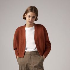 Zara Open Front Knit Jacket With Long Cuffed Sleeves. Brick Color, Brand New With Tag Size L. Armpit To Armpit 25” And Beyond, Length 18.5” Size M: Armpit To Armpit 24” And Beyond, Length 18.5” Size S: Armpit To Armpit 23” And Beyond, Length 18.5” Spring Wool Cardigan For Work, Chic Textured Knit Cardigan For Work, Elegant Knit Outerwear For Work, Spring Workwear Textured Knit Outerwear, Spring Workwear Outerwear With Textured Knit, Spring Textured Knit Outerwear For Work, Elegant Brown Knit Outerwear, Spring Knit Cardigan For Work, Winter Workwear Cardigan With Textured Knit