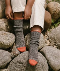 The Design "Superstar socks!" One more smart little sock joins our roster of basic sock patterns. With a super-easy short-row shaping method at the toe and heel, it’s easy to master, easy to remember, easy to start, and easy to finish. Worked from the toe up, these socks are started with a provisional cast-on—no seam at the toe! Introduced at the 2019 Puget Sound LYS Tour, we’ve had great fun playing with variations ever since. Strong and long-wearing, Lang Jawoll Superwash is just super in the Brooklyn Tweed, Knitted Socks, Slippers Pattern, Knitted Slippers, Puget Sound, Sock Patterns, Needle Work, Wool Socks, Stockinette Stitch