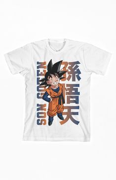 Online Only! Unleash Saiyan style with the exclusive Dragon Ball Z Goten Ombre Kanji Youth T-shirt! This comfy, officially licensed tee boasts a vibrant, long-lasting print on premium cotton. Elevate your DBZ fandom effortlessly – grab yours and join the Saiyan elite!


	Crew neckline
	Short sleeves
	Standard fit
	Front graphic
	100% Cotton
	Machine washable White Anime T-shirt With Sublimation Print, White Anime T-shirt With Letter Print, White Pre-shrunk Fandom T-shirt, Casual Character Print T-shirt For Cosplay, Unisex Character Print T-shirt For Fan Merchandise, White Anime Print Fandom T-shirt, Anime Style White T-shirt For Cosplay, Harajuku Style Shirt With Character Print For Fans, Harajuku Style Character Print Shirt For Fan Merchandise