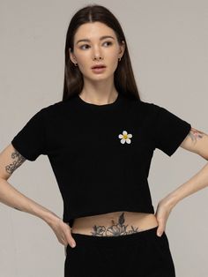 Editor's NotesThis half sleeve t-shirt features cropped length  high-quality embroidery  soft cotton. It can be styled in various ways.- Cropped- Embroidery  point- Soft to touch- Minimized shrinkageMeasurements(in.)One size- Length: 16.93 in.- Shoulder: 14.96 in.- Chest: 17.72 in.- Sleeve: 6.30 in.*Model Info: WOMEN - 5â 6'â  112.4 lbsComposition & Care- 100% Cotton- Hand-wash separately in cold water using a neutral detergent- Dry clean recommendedD Spring Cotton Crew Neck Crop Top, Spring Cotton Crop Top T-shirt, Trendy Embroidered Short Sleeve Tops, Spring Graphic Tee Cropped Cotton Shirt, Spring Cotton Graphic Cropped Shirt, Fitted Embroidered T-shirt For Spring, Embroidered Fitted T-shirt For Spring, Spring Cotton Crop Top With Floral Embroidery, Casual Floral Embroidery Crop Top For Spring