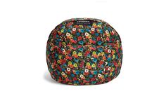 a small backpack with flowers on the front and side pockets, in multicolored fabric