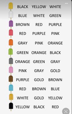 an image of different colors in the word black and white on a sheet of paper