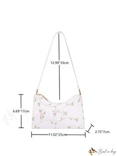 BirdinBag - Embroidered Floral Baguette: Elegant and Trendy Design Purple Details, College Work, Bags For Teens, Embroidery Bags, Baguette Bag, Bead Charm Bracelet, Heart Decorations, Floral Style, Polka Dot Print