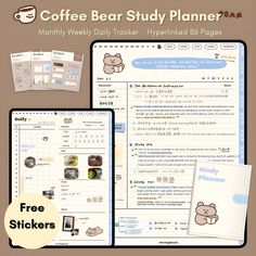 the coffee bear study planner is on display