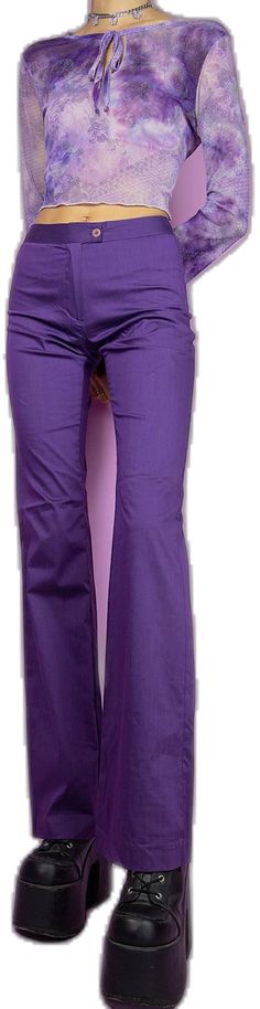 Stretch Full Length Purple Pants, Full Length Purple Pants, Purple Straight Leg Pants For Fall, Purple Straight Leg Bottoms For Fall, Fall Purple Straight-leg Bottoms, Purple Stretch Wide Leg Bottoms, Fall Purple Straight Leg Bottoms, Purple Full-length Cotton Pants, Purple Full Length Cotton Pants