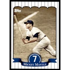 a baseball card with the number seven on it's front and an image of mickey mantle