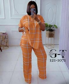 Plus Size Two Piece Outfit, Leg Pants Outfit, Plus Size Two Piece, Plaid Outfits, African Design Dresses, Latest African Fashion Dresses, Plus Size Kleidung, African Fashion Dresses