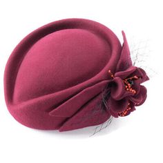 Wine Womens Fascinator Pillbox Wool Felt Hat Formal Dress Flower Veil A131 | eBay Party Formal Dress, Fascinator Hats Diy, Red Fascinator, Happy Hat, Flower Veil, 1920s Vintage, Fascinator Headband, Elegant Hats, Felt Wool